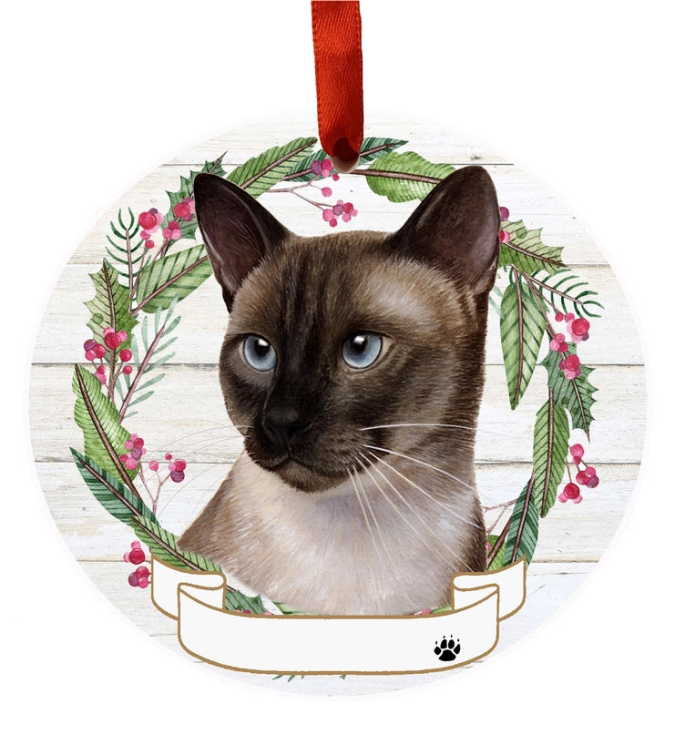 Siamese Cat Ceramic Wreath Ornament