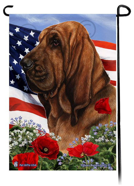 Bloodhound - Patriotic Flowers Garden Flag