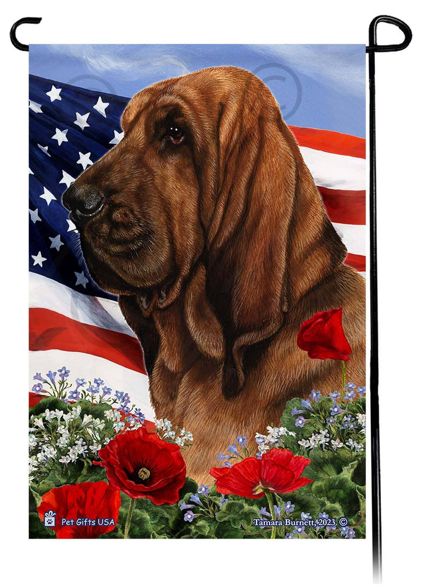 Bloodhound - Patriotic Flowers Garden Flag