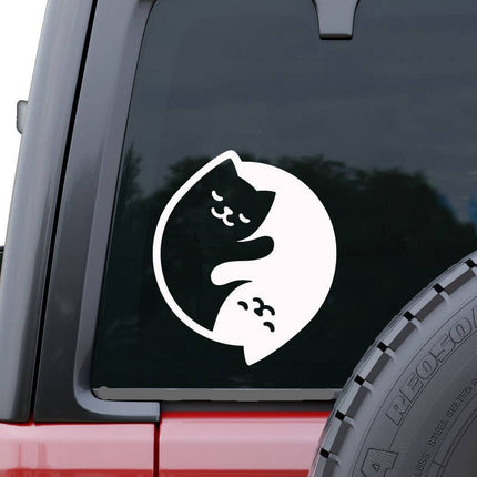 Yin Yang Cats White Vinyl Car Window Decal