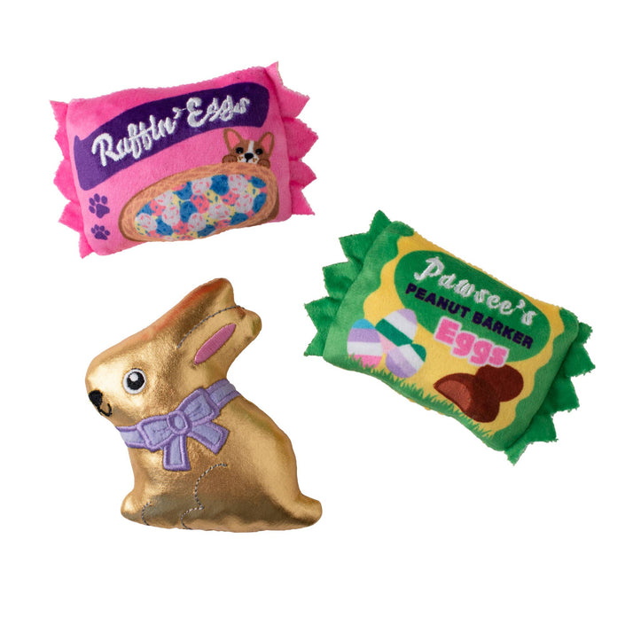 Dog Toy Candy Shaped Eggstra Sweets 3pc Small Dog Plush Toy Set