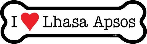 Lhasa Apso I (heart) Lhasa Apsos Bone Shaped Magnet