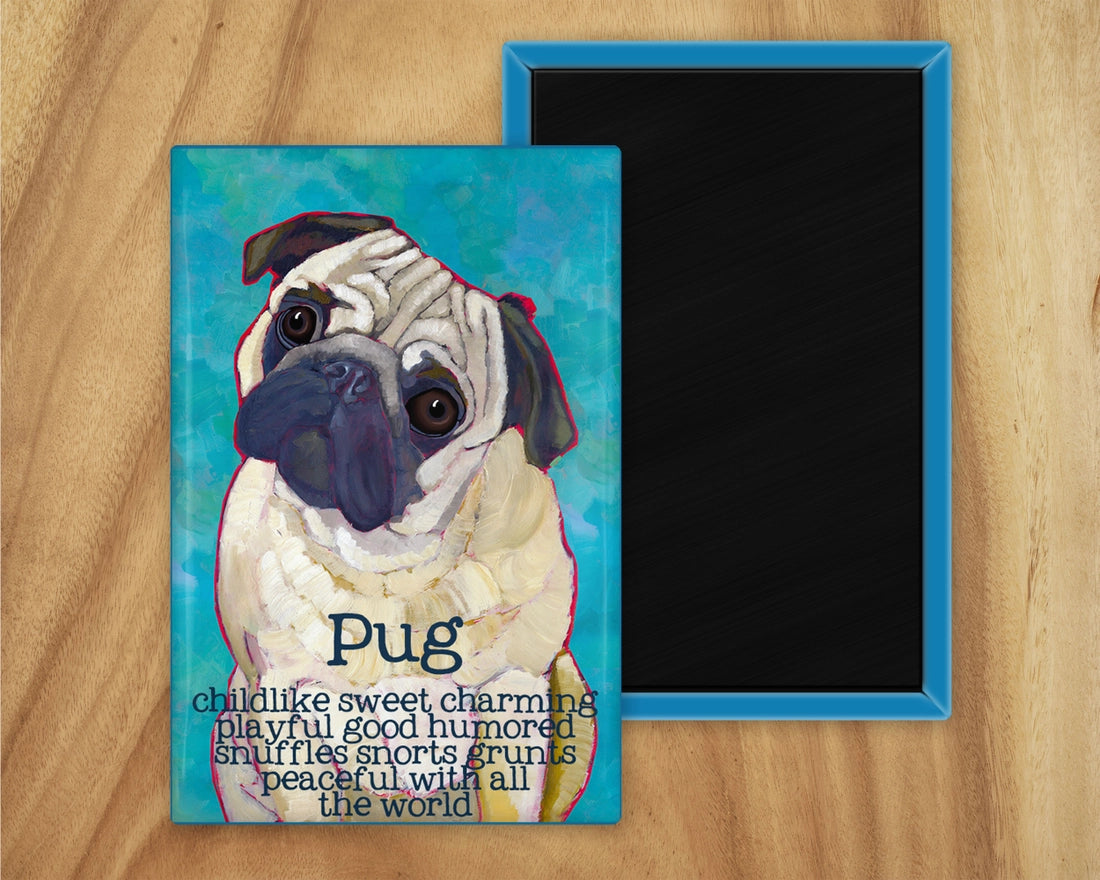 Pug Fawn Black Magnet UD