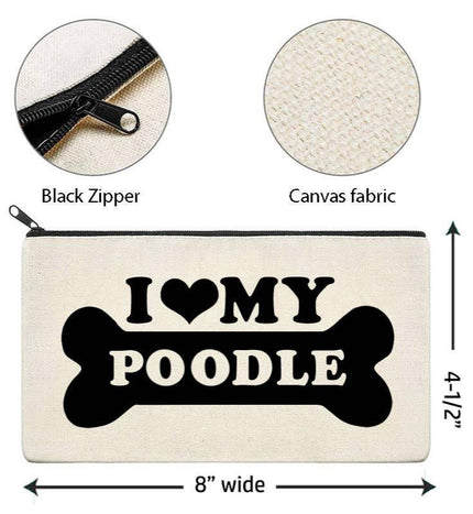 I Love My Poodle Dog Canvas Multi-Use Zipper Bag