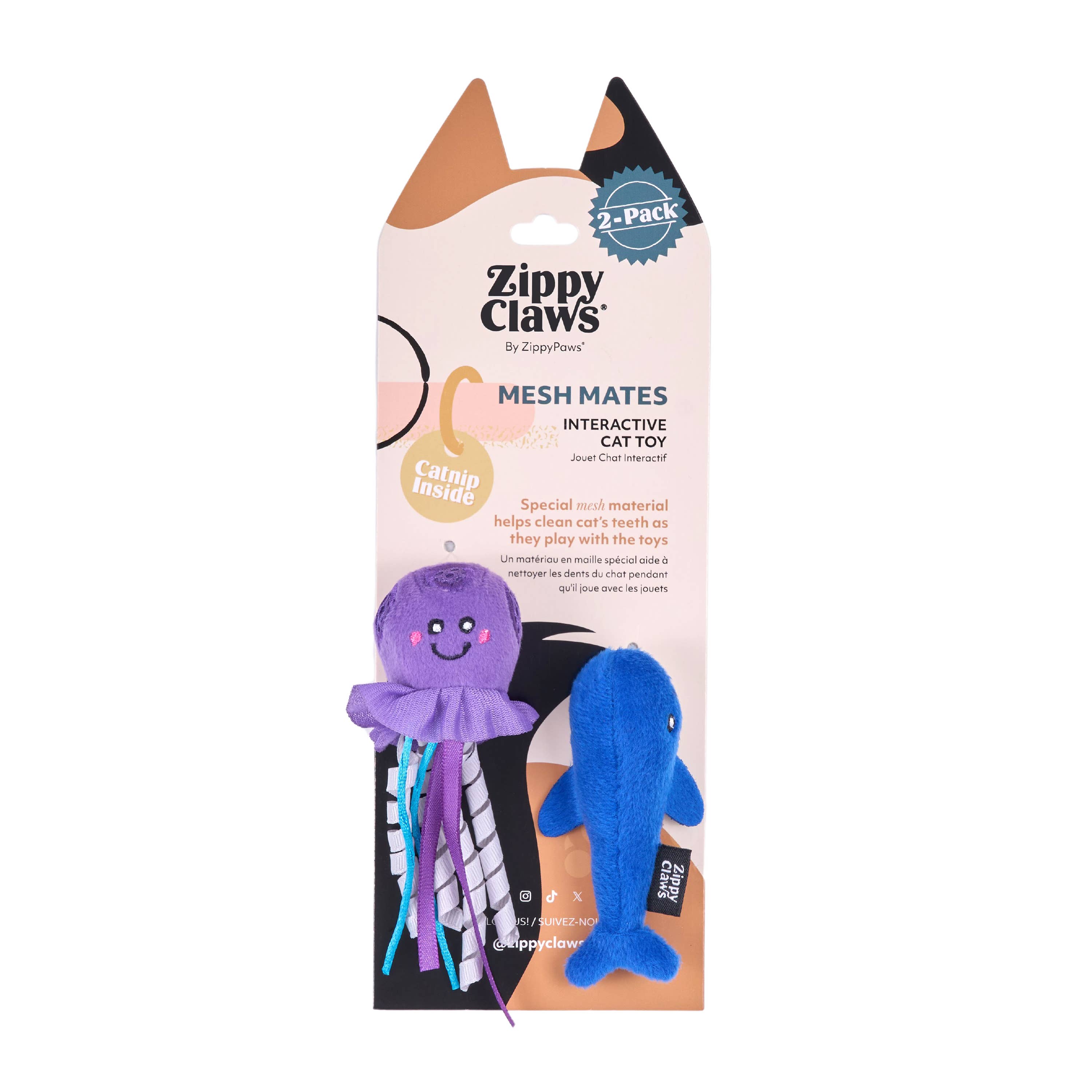 Cat Toy Mesh Mates 2-Pack - Jellyfish and Whale