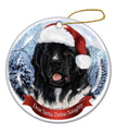 Newfoundland Landseer Santa Hat Dog Christmas Ornament