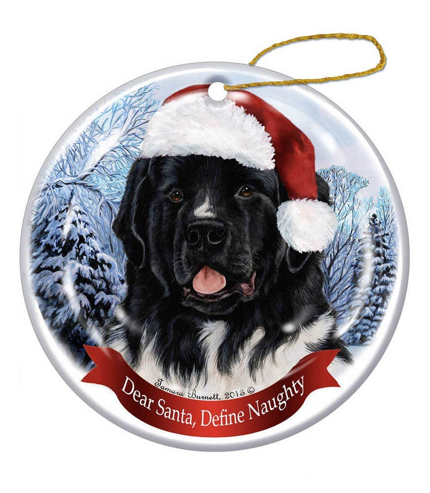 Newfoundland Landseer Santa Hat Dog Christmas Ornament