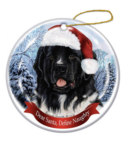 Newfoundland Landseer Santa Hat Dog Christmas Ornament