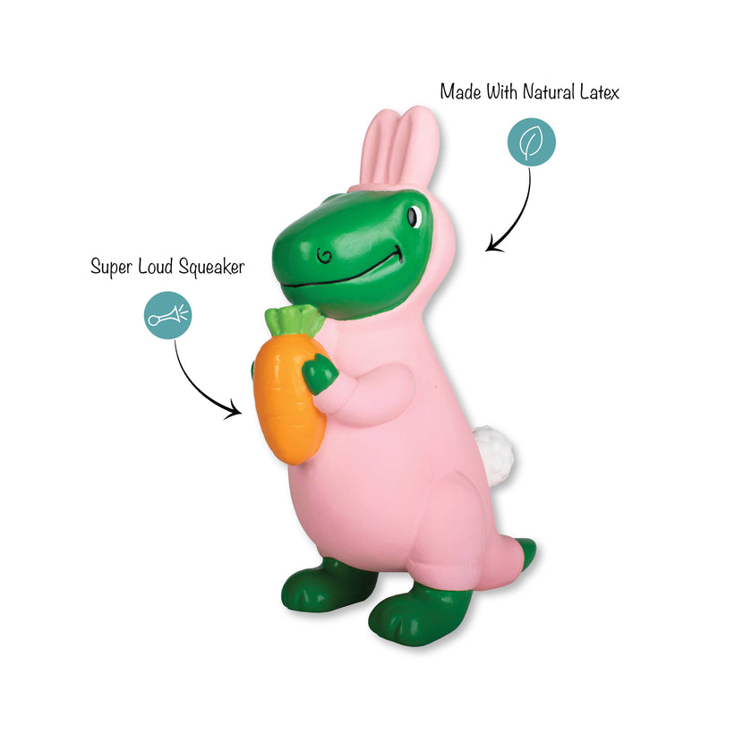 Dog Toy Bunny Dressed Dinosaur Have A Hoppy Easter Latex Toy