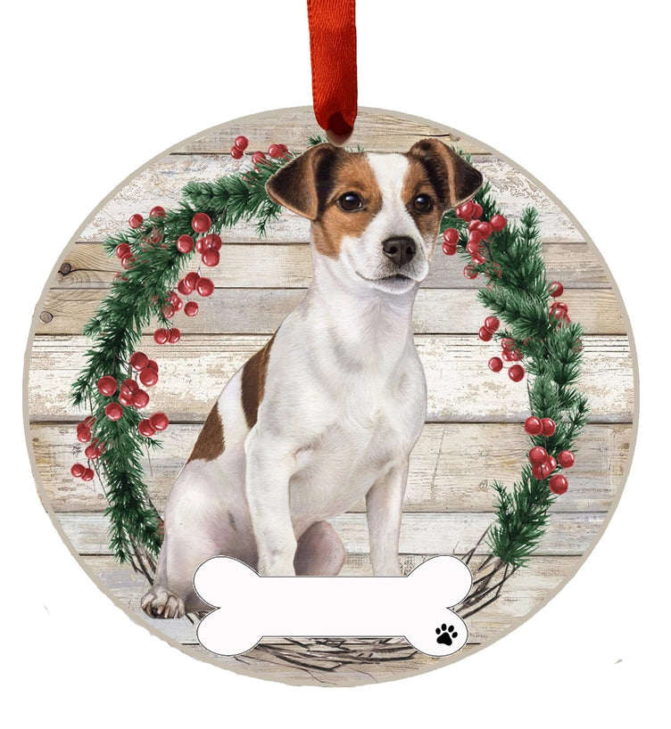 Jack Russell Ceramic Wreath Ornament