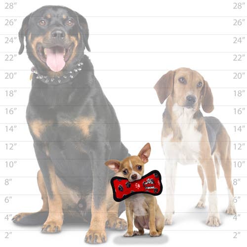 Tuffy Jr Bone - Red Paw, Durable, Tough, Squeaky Dog Toy