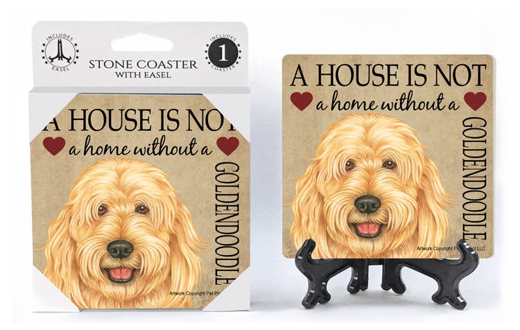Goldendoodle  - A house is not a home absorbent stone coaster