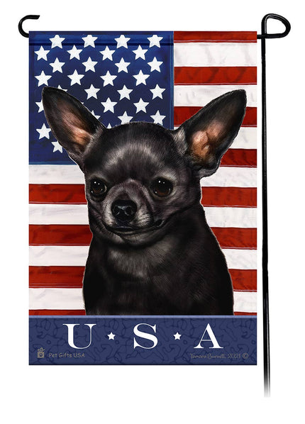 Chihuahua SH Black True Blue Garden Flag