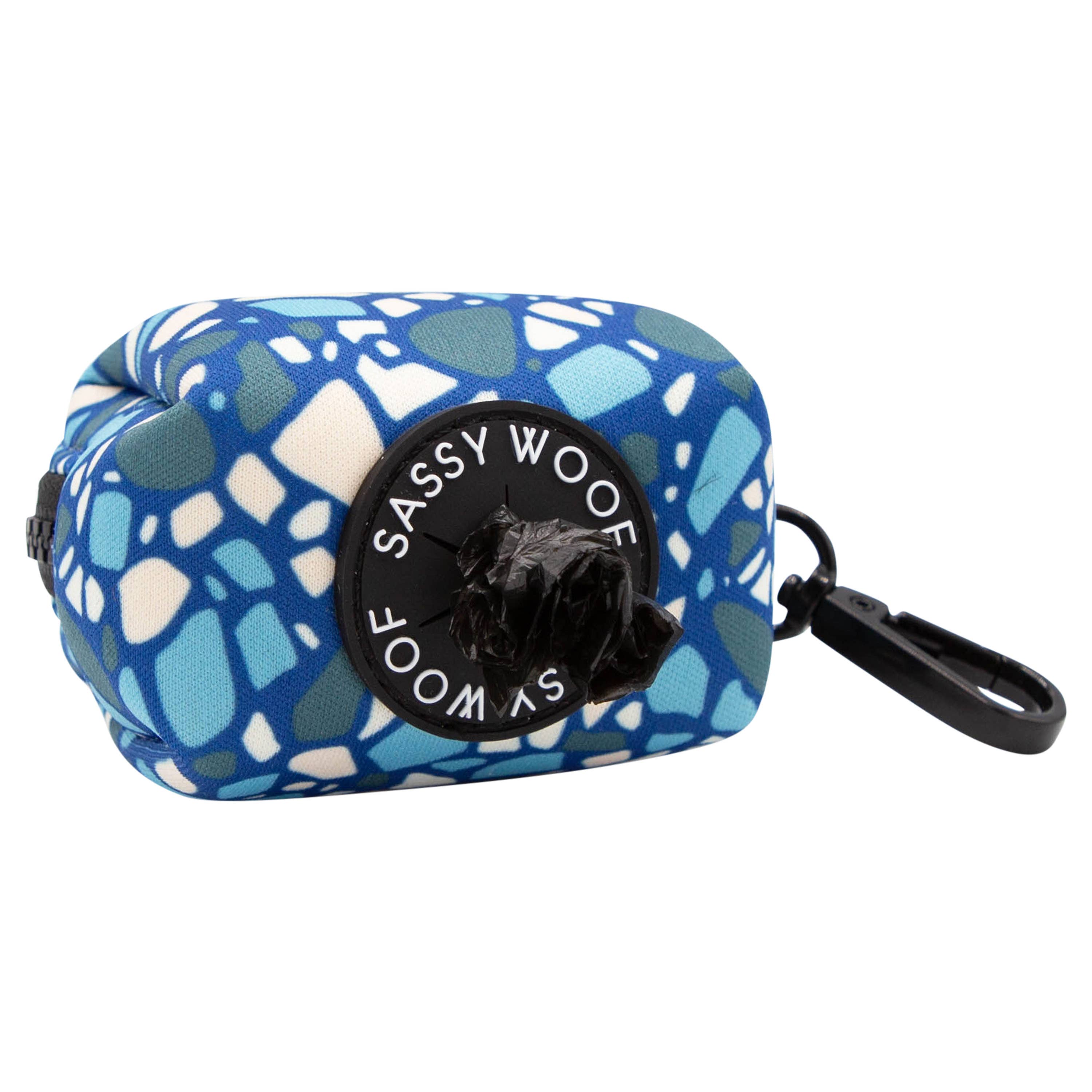 Dog Waste Bag Holder Blue Santorini With Clasp