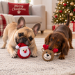 Dog Toy Santa & Reindeer Christmas EZ Squeaky Floating Twin Pack Ball Toy Set