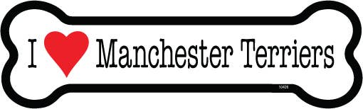 I (heart) Manchester Terriers Bone Shaped Magnet