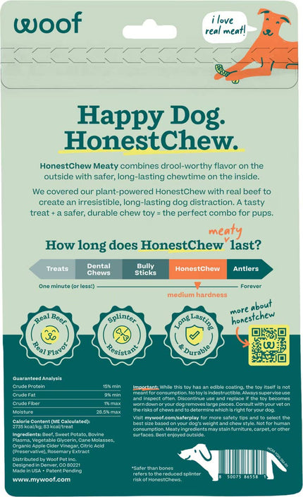Dog Toy Beef WOOF HonestChew Meaty YGnawt Dog Chew Toy