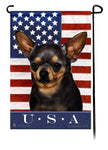 Chihuahua SH Black & Tan True Blue Garden Flag