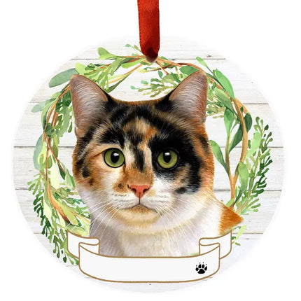 Calico Cat Ceramic Wreath Ornament