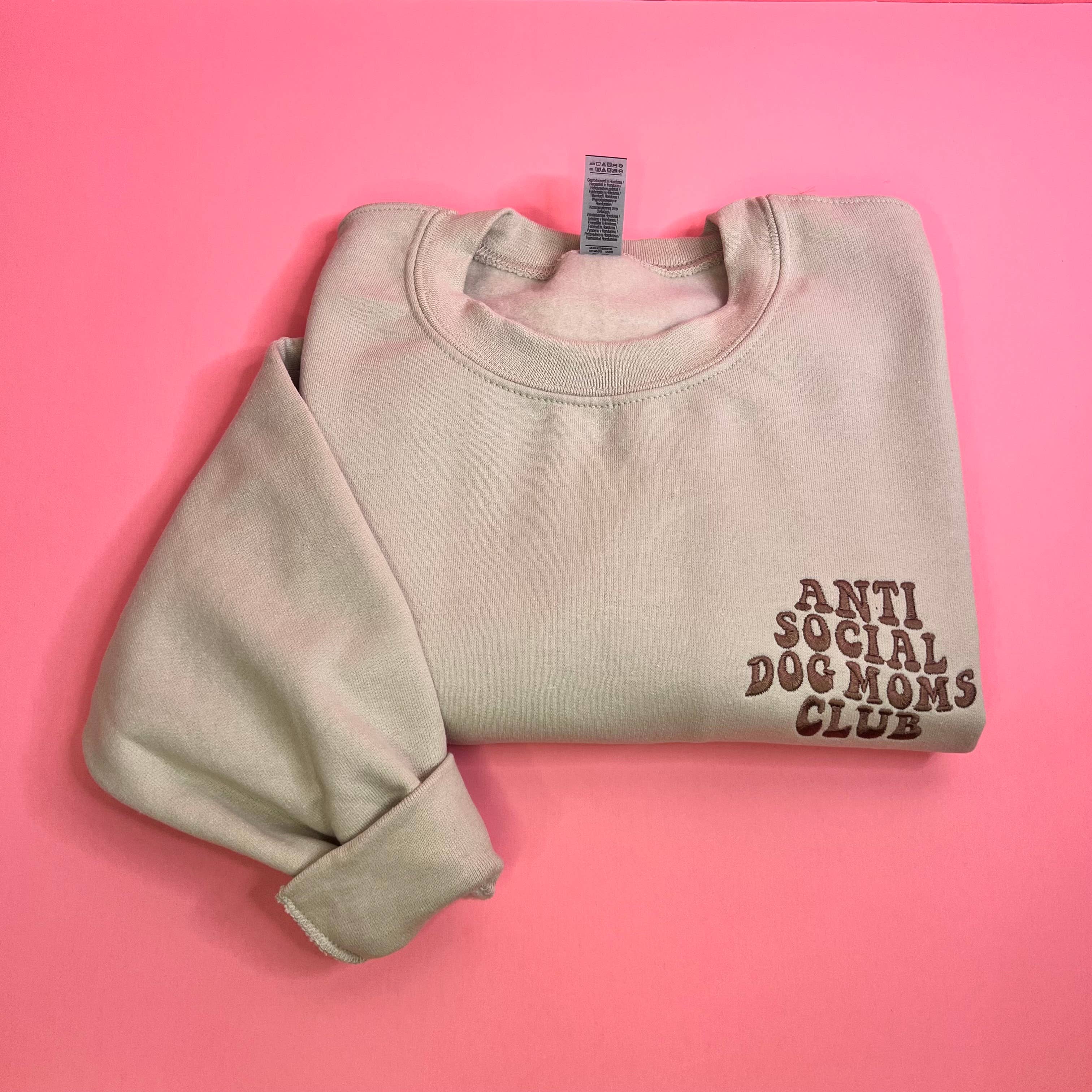 Anti Social Dog Moms Club Embroidered Sweater