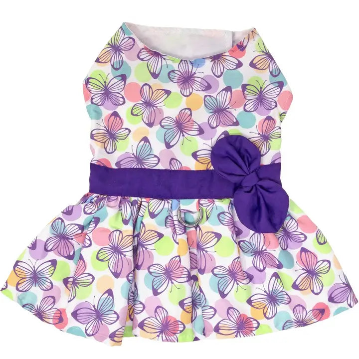 Purple Butterfly Dog Dress w/ Matching Leash