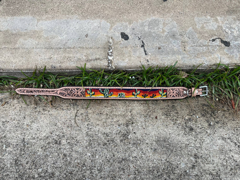 Tooled Leather Pet Collars - Dog & Cat