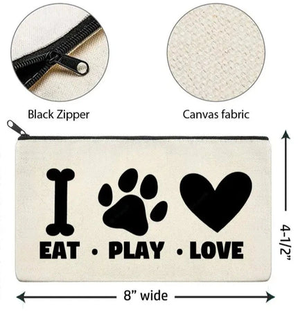 Canvas Zipper Bag - Eat, Play, Love