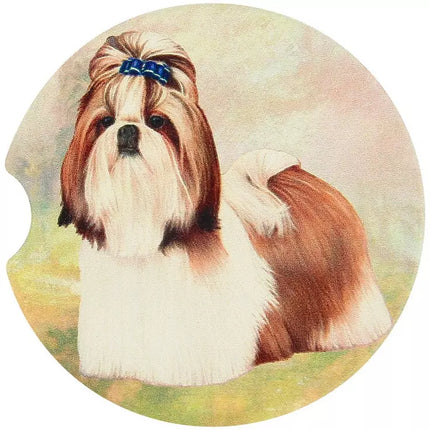 Shih Tzu, Brown & White Show Cut Car Coaster