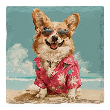 Corgi Beach Dog | Drink Coaster