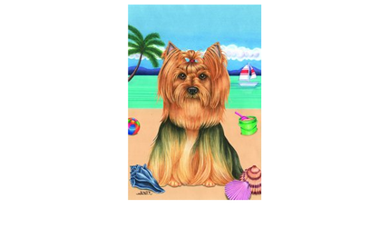 Yorkie Show Cut (Beach) Large Flag