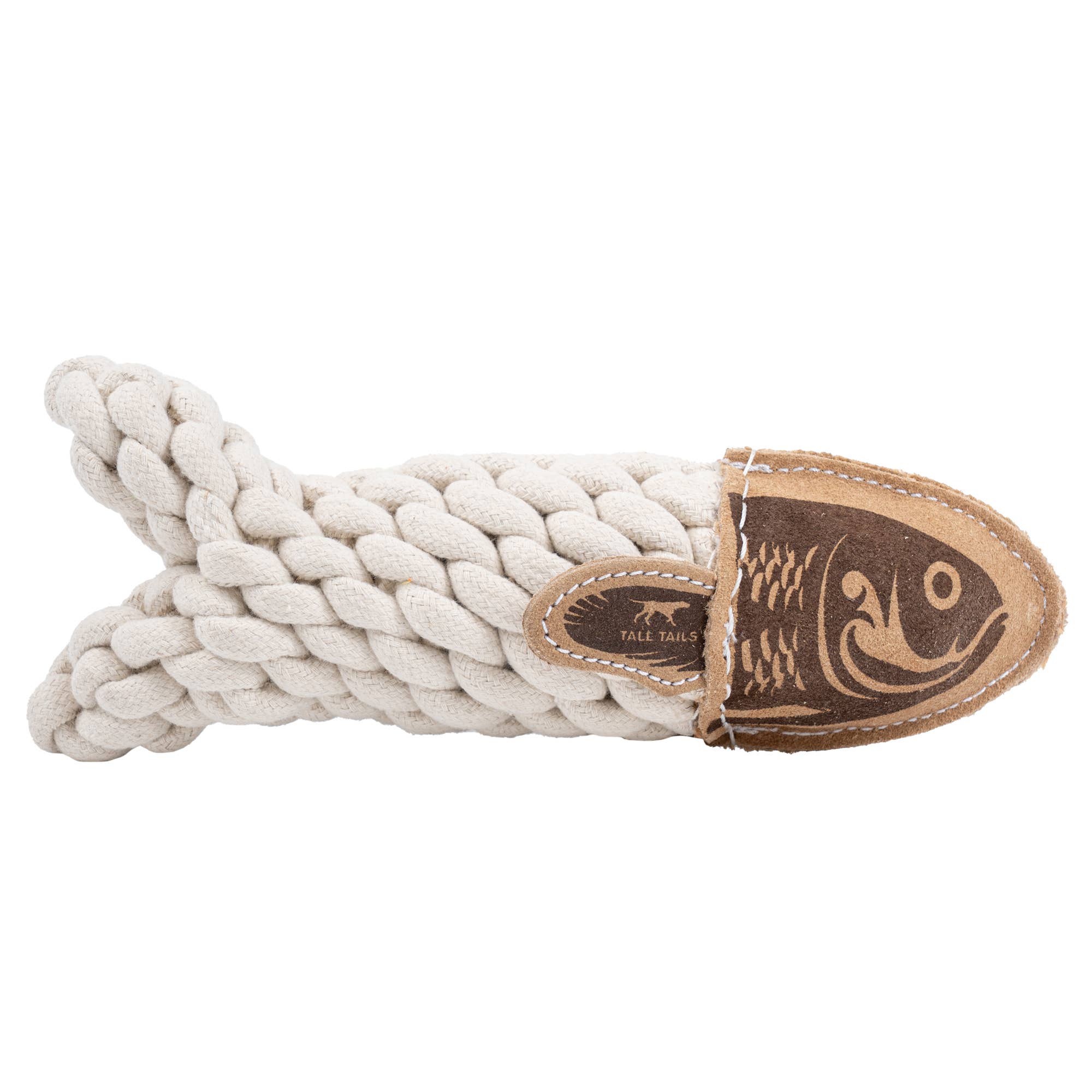 Dog Toy Fish Natural Leather Crunch Fish Rope Toy