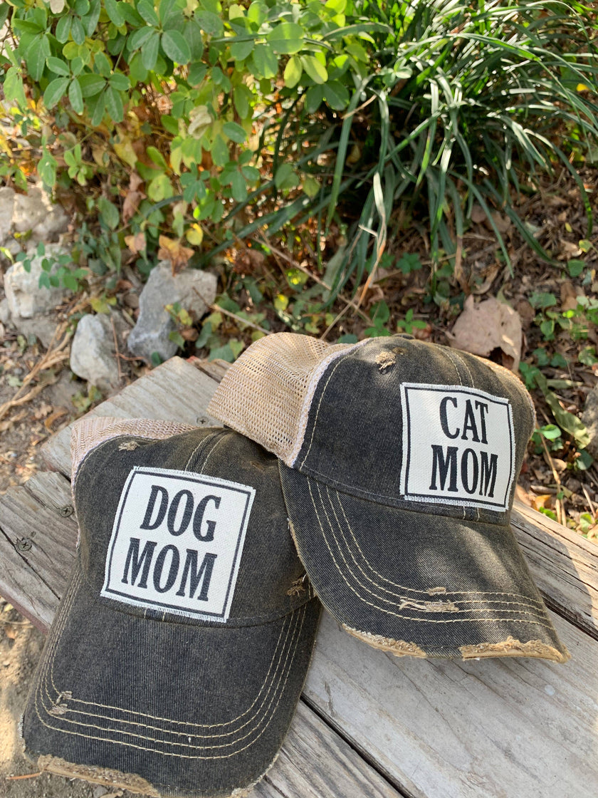 Dog Mom Distressed Trucker Hat Baseball Cap