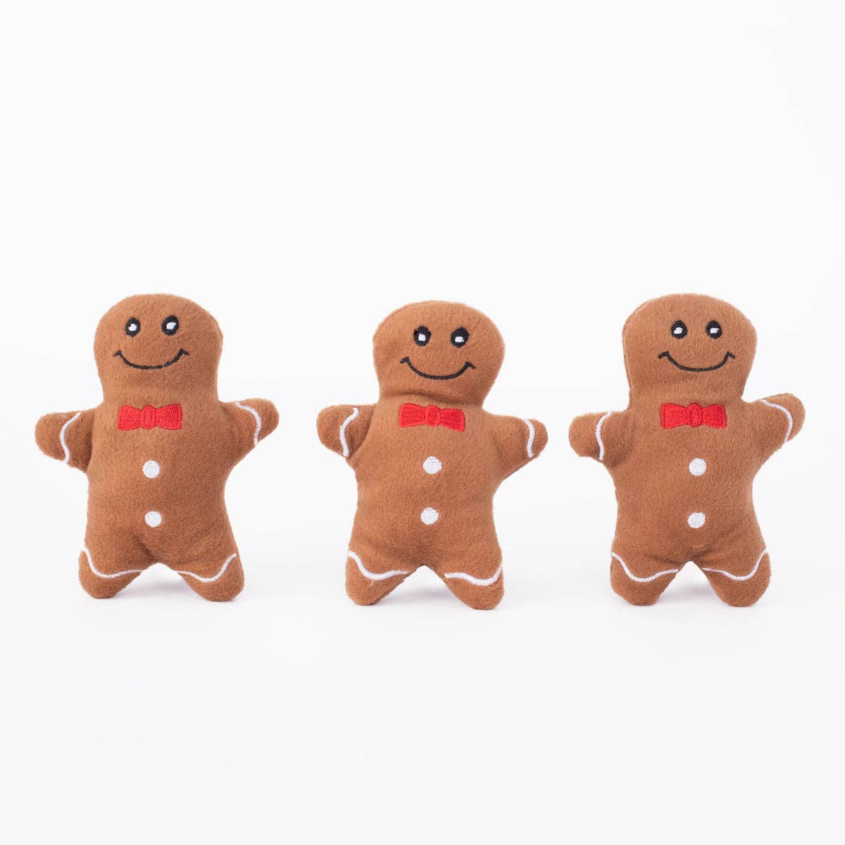 Miniz Gingerbread Men Christmas Plush Dog Toy 3pk