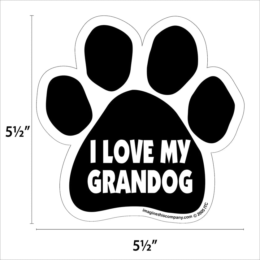 I Love My Grandog Paw Magnet