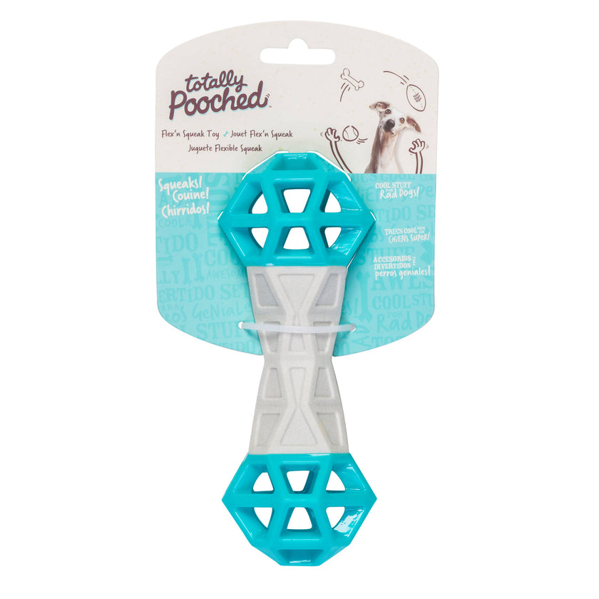 Totally Pooched Flex n' Squeak Toy Foam Rubber Grey/Teal
