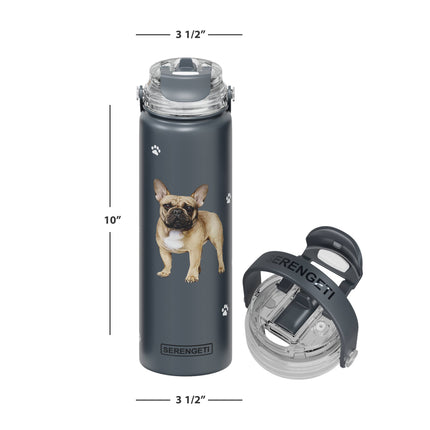 French Bulldog Stainless Steel Water Bottle 24 Oz. Serengeti