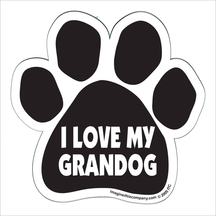 I Love My Grandog Paw Magnet