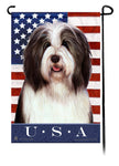 Bearded Collie Black & White True Blue Garden Flag
