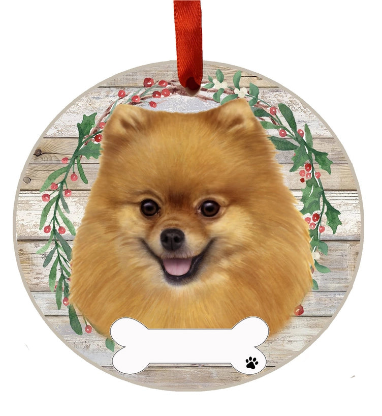 Pomeranian Ceramic Wreath Ornament