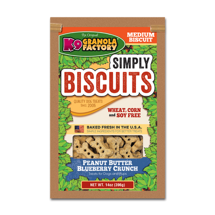 Simply Biscuits, Medium Peanut Butter Blueberry Recipe Dog Treats 14OZ