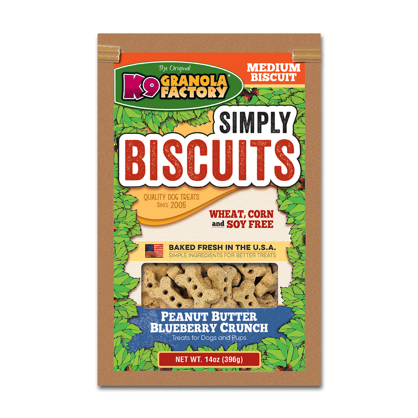 Simply Biscuits, Medium Peanut Butter Blueberry Recipe Dog Treats 14OZ