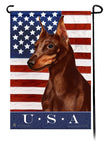 Min Pin Chocolate & Tan Uncropped True Blue Garden Flag