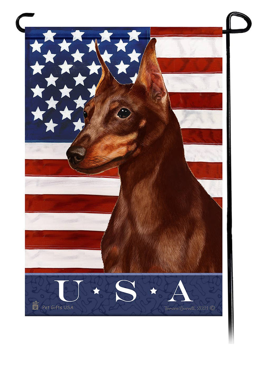 Min Pin Chocolate & Tan Uncropped True Blue Garden Flag