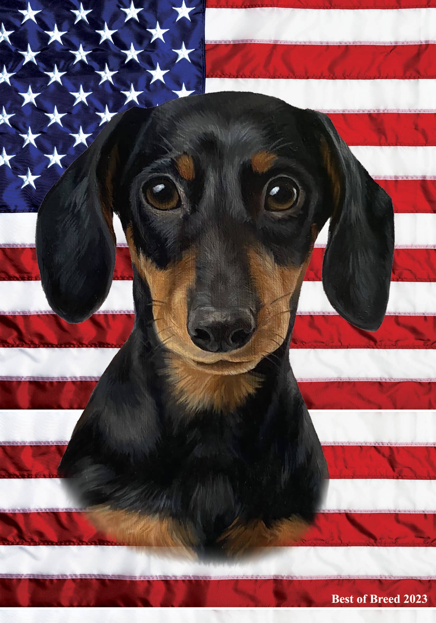 Dachshund Black/Tan All-American III Garden Flag