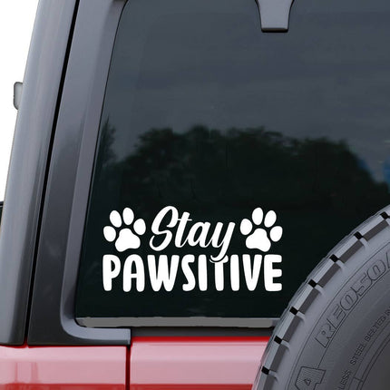 Stay Pawsitive White Car Window Sticker Decal