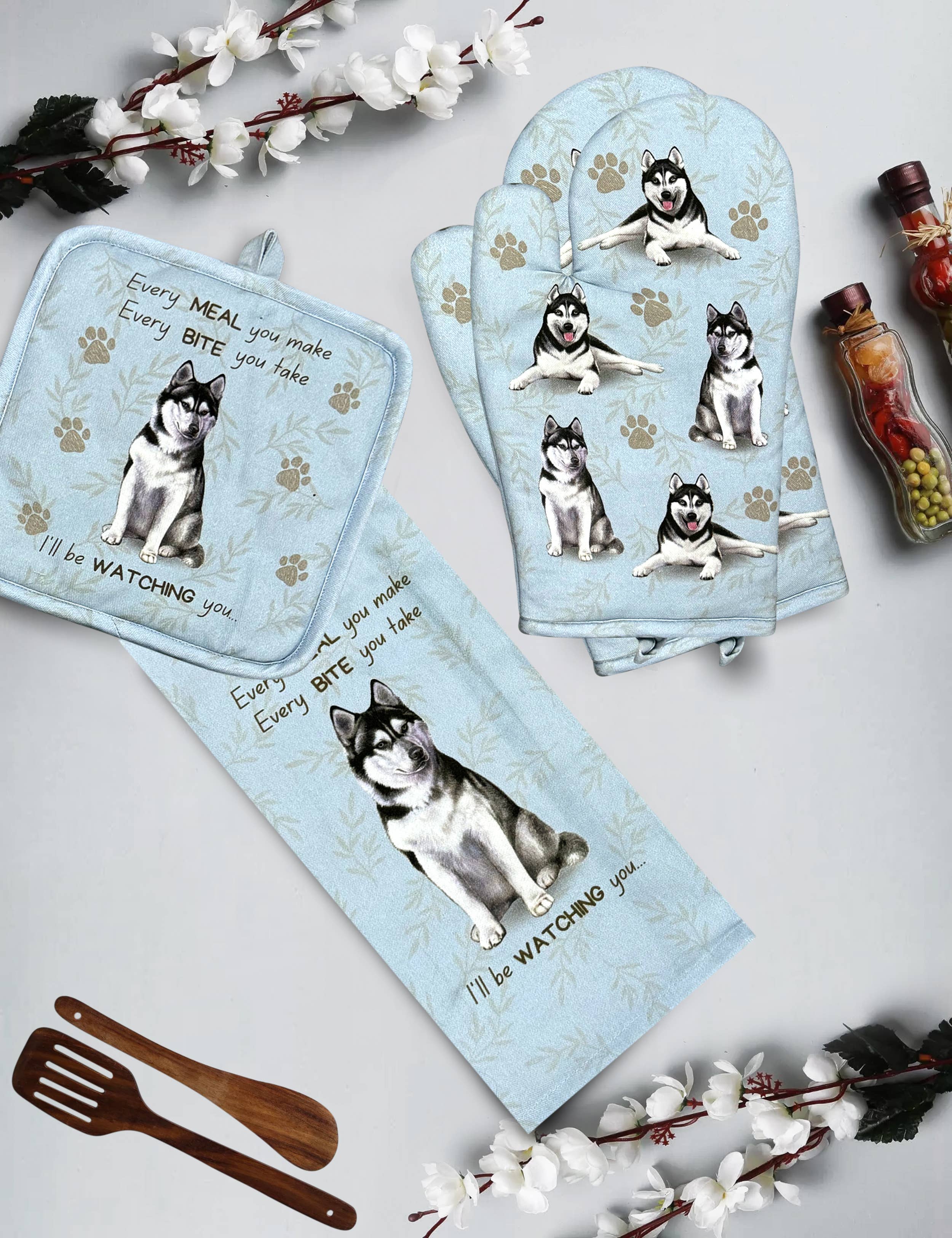Husky, oven mitt set