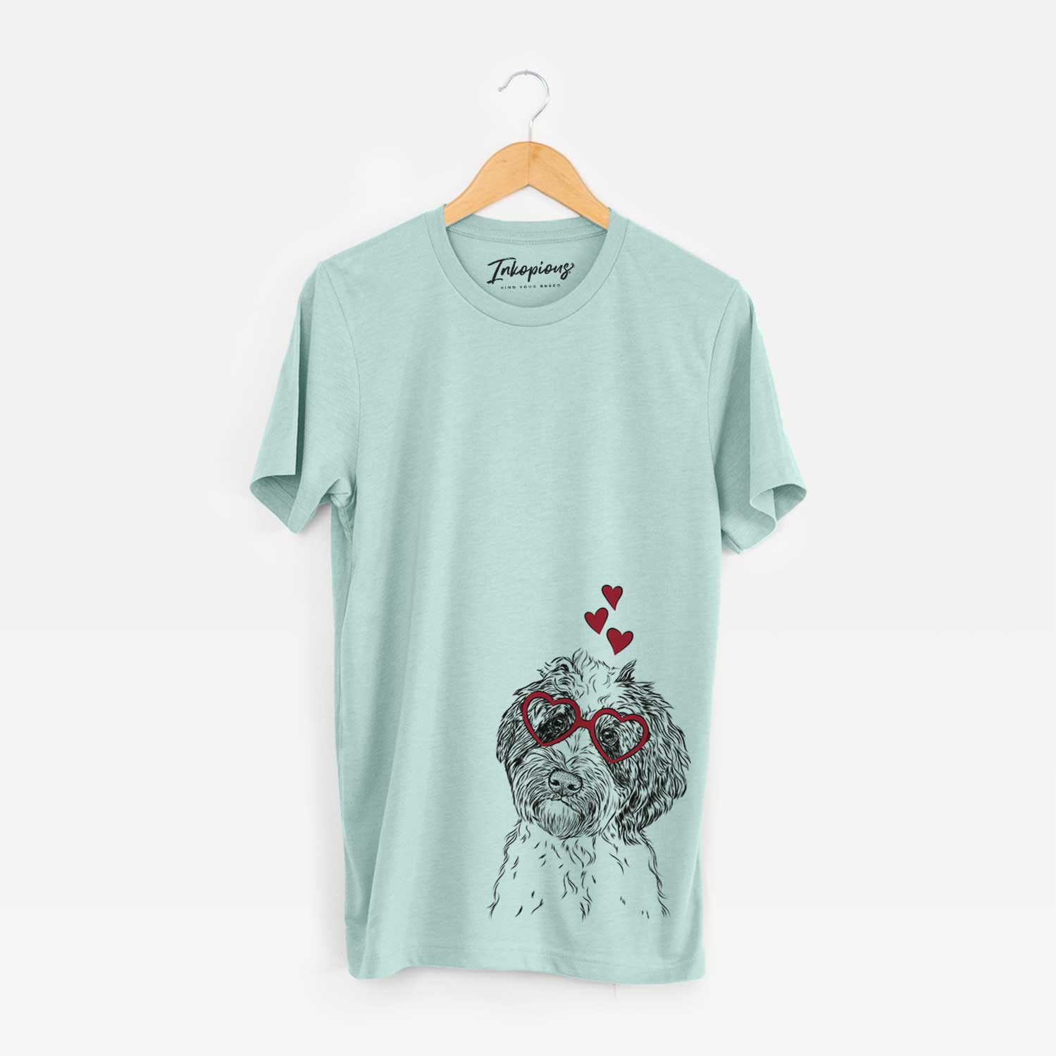 Rooney the Aussiedoodle - Bella Canvas Unisex Crewneck: Heather Sage / Bare (No Glasses) / 2XL