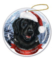 Flat-Coated Retriever Santa Hat Dog Porcelain  Ornament