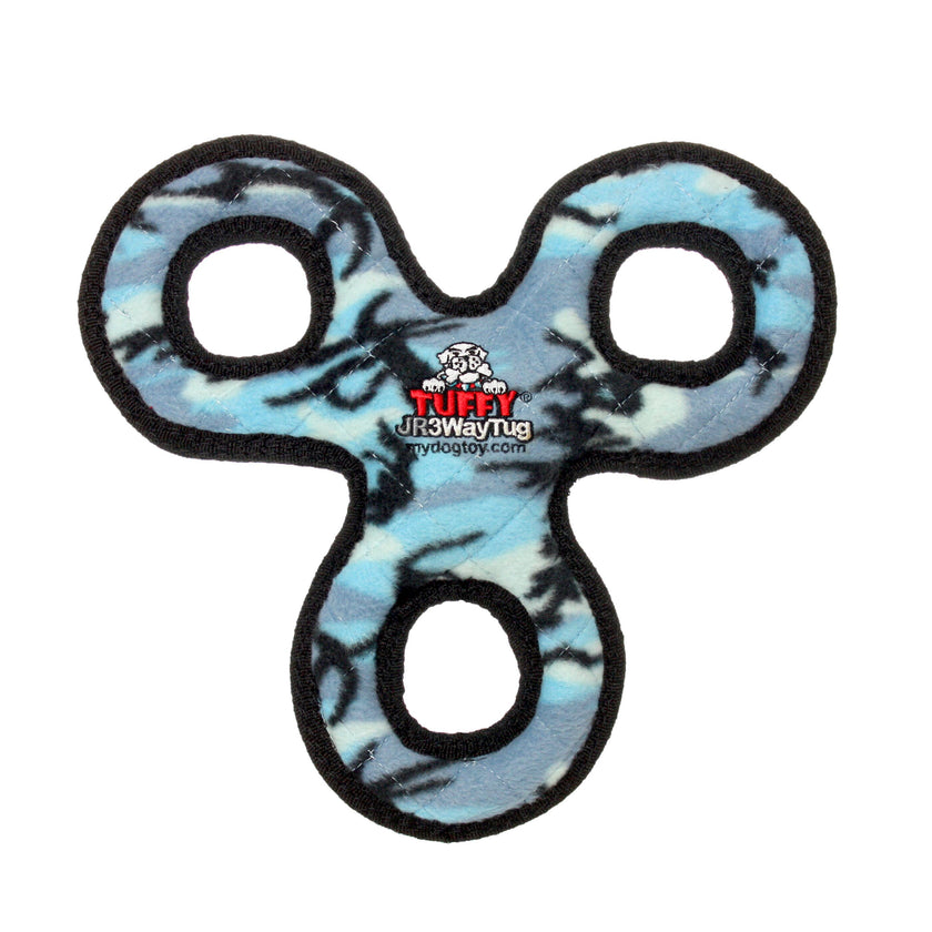 Tuffy Jr 3 WayTug - Camo Blue, Durable, Squeaky Dog Toy