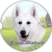 German Shepherd, White Car Coaster: Laying